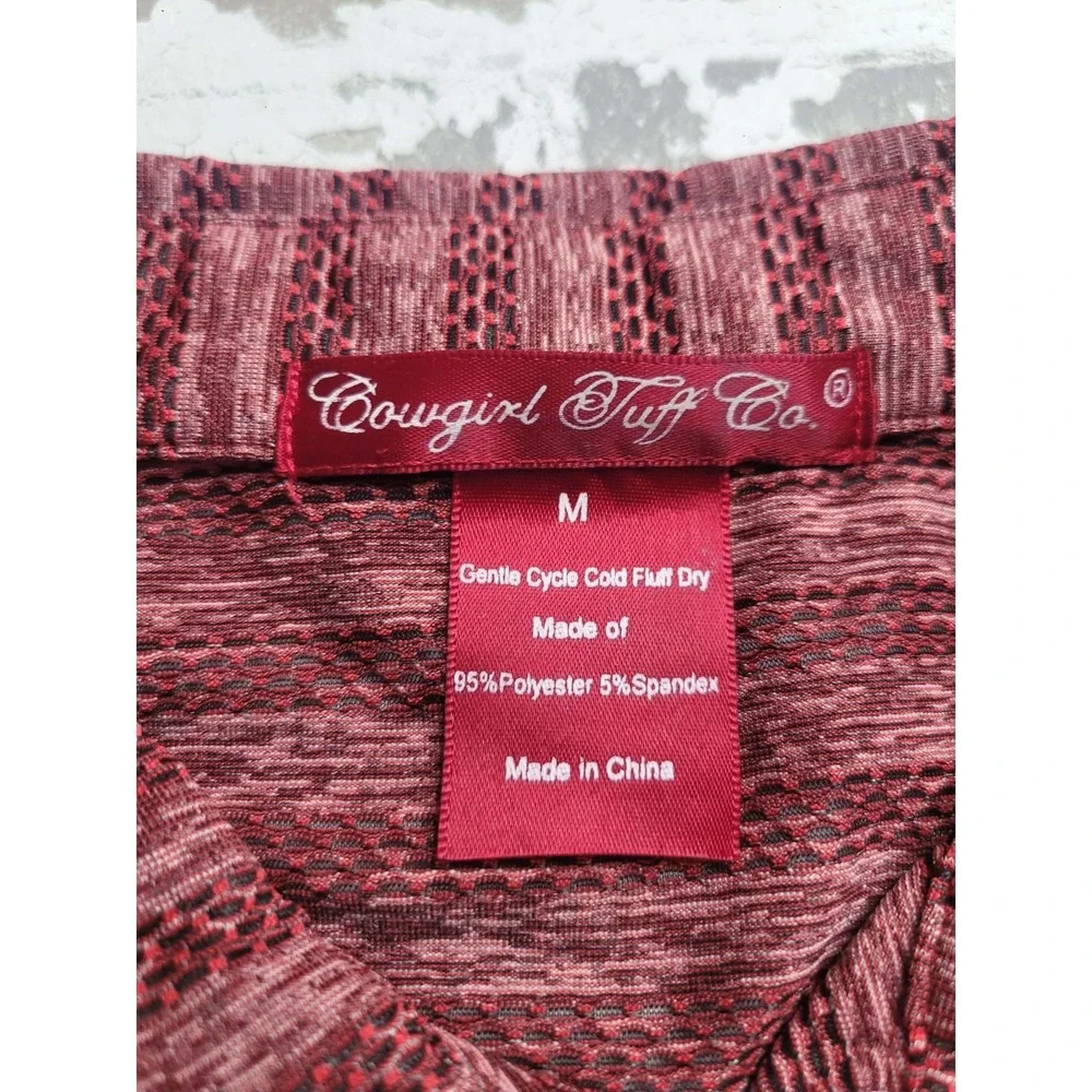 Cowgirl‎ Tuff Maroon Button Up Long Sleeve Women's Medium - Picture 5 of 5